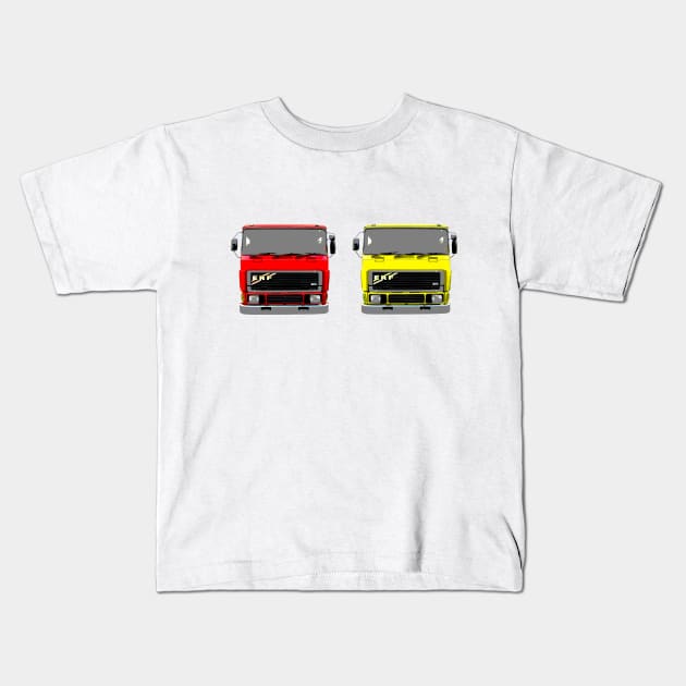 red lorry yellow lorry classic 1980s ERF Kids T-Shirt by soitwouldseem